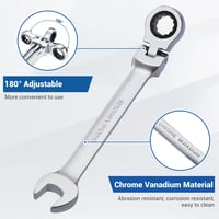 Cheie combinată cu clichet Gedlex de 15 mm, cotită, cu cap flexibil, din oțel crom-vanadiu, cu suprafață antiderapantă 2