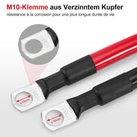 Gedlex Akkumulátor Kábel 35mm² 100cm - Oxigénmentes Réz Autó Kábelszett M10 Csatlakozóval, 150A, 12-24V Akkumulátorhoz, Piros-Fekete PVC Szi 4