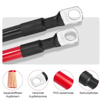 Gedlex Akkumulátor Kábel 35mm² 100cm - Oxigénmentes Réz Autó Kábelszett M10 Csatlakozóval, 150A, 12-24V Akkumulátorhoz, Piros-Fekete PVC Szi 2
