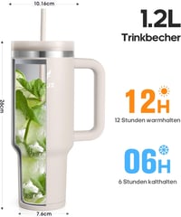 Gedux 1,2L termikus ivópalack szívószállal, vákuum szigetelés, cseppmentes - Coffee 4
