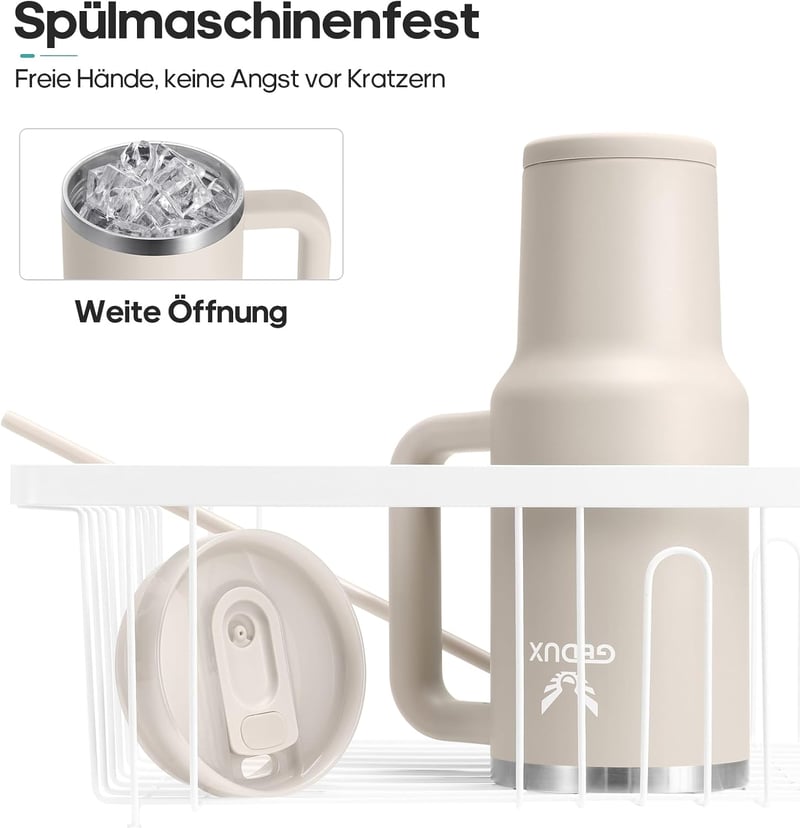 Gedux 1,2L termikus ivópalack szívószállal, vákuum szigetelés, cseppmentes - Coffee