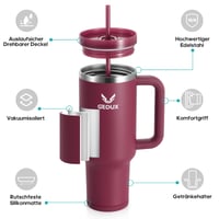 Gedux Termoska so slamkou 1,2 l – Izolovaná fľaša s rúčkou, dvojstenná vákuová izolácia, nepriepustná, s protišmykovým silikónovým dnom 3