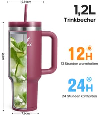 Gedux Termoska so slamkou 1,2 l – Izolovaná fľaša s rúčkou, dvojstenná vákuová izolácia, nepriepustná, s protišmykovým silikónovým dnom 4