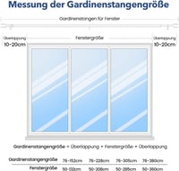 GEEBOBO Fehér Függönyrúd 76-228 cm Állítható Hosszúságú 19 mm Átmérőjű Vas Karnis Hálószobába, Nappaliba vagy Konyhába 6
