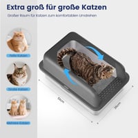 GEEBOBO Rozsdamentes Acél Macskatoalett L-es Méretben 51x36x30 cm - Szürke Macskawc Alátéttel és Lapáttal, Könnyű Tisztítás, Szagsemleges 2