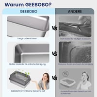 GEEBOBO Rozsdamentes Acél Macskatoalett L-es Méretben 51x36x30 cm - Szürke Macskawc Alátéttel és Lapáttal, Könnyű Tisztítás, Szagsemleges 3