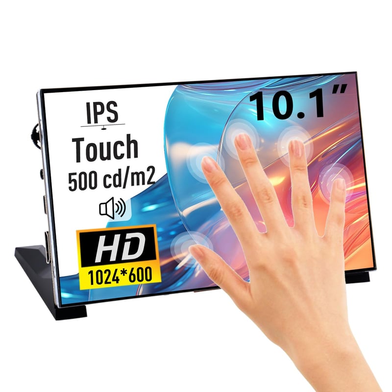 10,1-palcový dotykový monitor GeeekPi pre Raspberry Pi, IPS LCD displej 1024x600 s duálnymi reproduktormi, HDMI, pre Pi 5/4B/3B+/Zero/400, Win11/10/8
