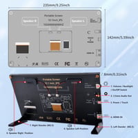 10,1-palcový dotykový monitor GeeekPi pre Raspberry Pi, IPS LCD displej 1024x600 s duálnymi reproduktormi, HDMI, pre Pi 5/4B/3B+/Zero/400, Win11/10/8 3