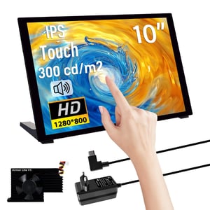 GeeekPi 10,1-inčni kapacitivni zaslon osjetljiv na dodir za Raspberry Pi 5, HDMI IPS, 1280x800, dvostruki zvučnik