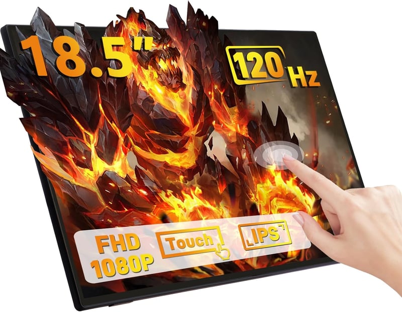 GeeekPi 18.5" hordozható monitor 1920x1080 IPS érintőképernyő 120Hz HDMI USB-C