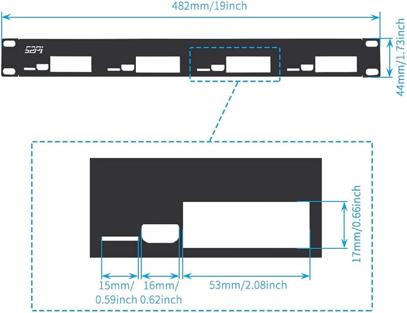 GeeekPi 1U Rack Mount Raspberry Pi 4B hűtéssel, HDMI adapterrel és kártyaolvasóval