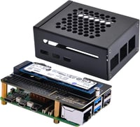 GeeekPi Fém Ház Raspberry Pi 5-höz N04 PCIe M.2 NVMe SSD Bővítőkártyával - Kompatibilis 2230/2242/2260/2280 M.2 SSD Meghajtókkal 1