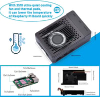 GeeekPi Raspberry Pi 5 8GB Kezdő Szett - 128GB SD Kártya, ABS Ház Armor Lite V5 Hűtővel, 27W USB-C Tápegység, 4K HDMI Kábelek 6