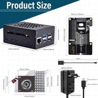GeeekPi Raspberry Pi 5 8GB Kezdő Szett M.2 NVMe SSD Kártyával, Fém Ház, Aktív Hűtő, 64GB SD Kártya, HDMI Kábel, 27W Tápegység 6