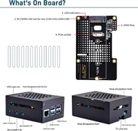 GeeekPi Raspberry Pi 5 8GB Kezdő Szett M.2 NVMe SSD Kártyával, Fém Ház, Aktív Hűtő, 64GB SD Kártya, HDMI Kábel, 27W Tápegység 5