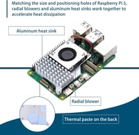 GeeekPi Raspberry Pi 5 8GB Kezdő Szett M.2 NVMe SSD Kártyával, Fém Ház, Aktív Hűtő, 64GB SD Kártya, HDMI Kábel, 27W Tápegység 7