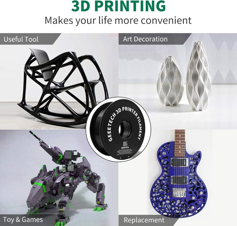 GEEETECH PETG Filament 1.75mm Fekete 1kg 3D Nyomtatóhoz