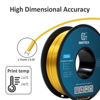 GEEETECH PLA Silk filament 1,75 mm, hodvábne zlatý pre 3D tlačiarne, 1 kg cievka, rozmerová presnosť +/- 0,02 mm 5
