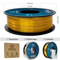 GEEETECH PLA Silk filament 1,75 mm, hodvábne zlatý pre 3D tlačiarne, 1 kg cievka, rozmerová presnosť +/- 0,02 mm 6