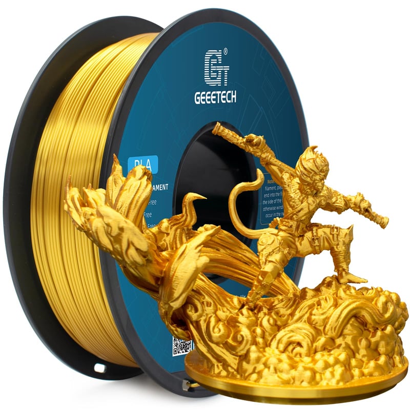 GEEETECH PLA Silk filament 1,75 mm, hodvábne zlatý pre 3D tlačiarne, 1 kg cievka, rozmerová presnosť +/- 0,02 mm