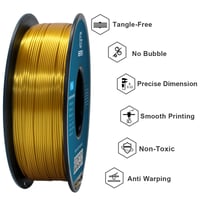 GEEETECH PLA Silk filament 1,75 mm, hodvábne zlatý pre 3D tlačiarne, 1 kg cievka, rozmerová presnosť +/- 0,02 mm 4