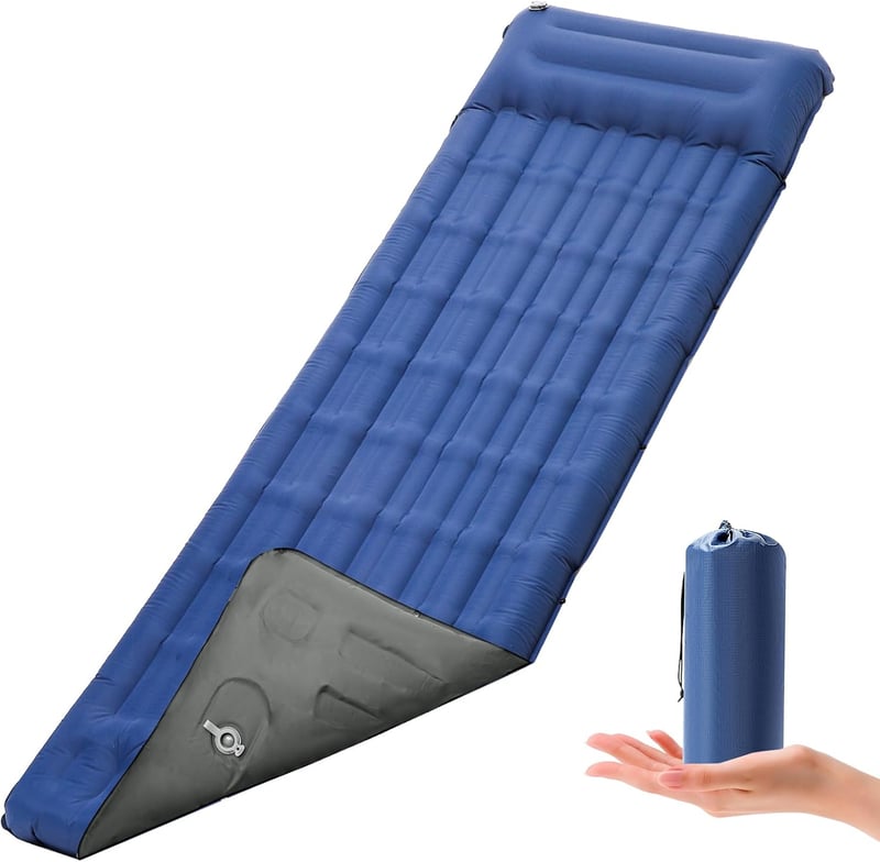 Geegear önfelfújó kemping matrac párnával - 200x70 cm - 12 cm vastag