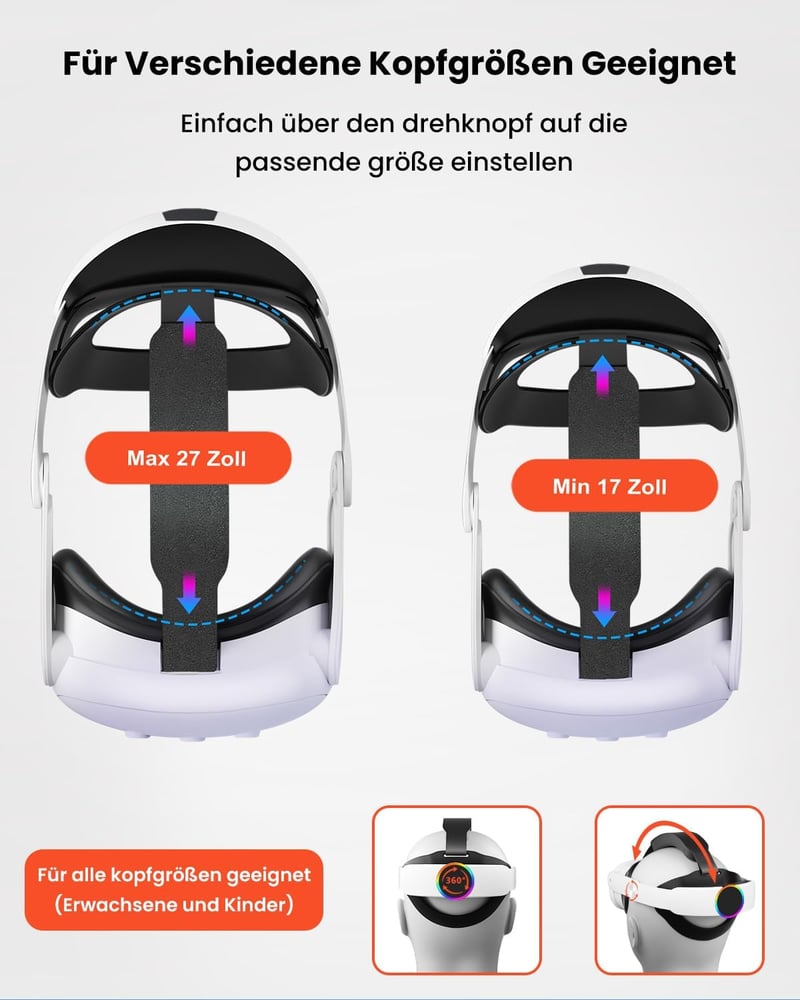 GEEKERA Meta Quest 3S/3 RGB fejpánt 10000mAh akkumulátorral és gyorstöltéssel