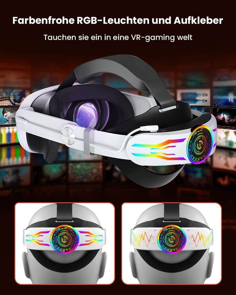 GEEKERA Meta Quest 3S/3 RGB fejpánt 10000mAh akkumulátorral és gyorstöltéssel