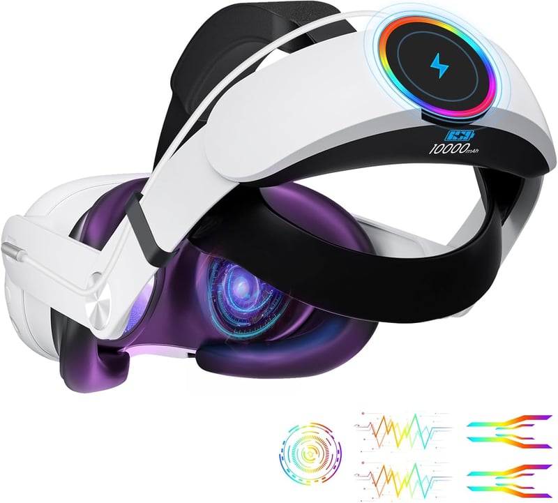 GEEKERA Meta Quest 3S/3 RGB fejpánt 10000mAh akkumulátorral és gyorstöltéssel