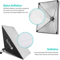 GEEKOTO Softbox szett 50x70cm fotóstúdió világítás 2db izzóval és állvánnyal 2