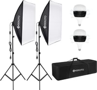 GEEKOTO Softbox szett 50x70cm fotóstúdió világítás 2db izzóval és állvánnyal 1
