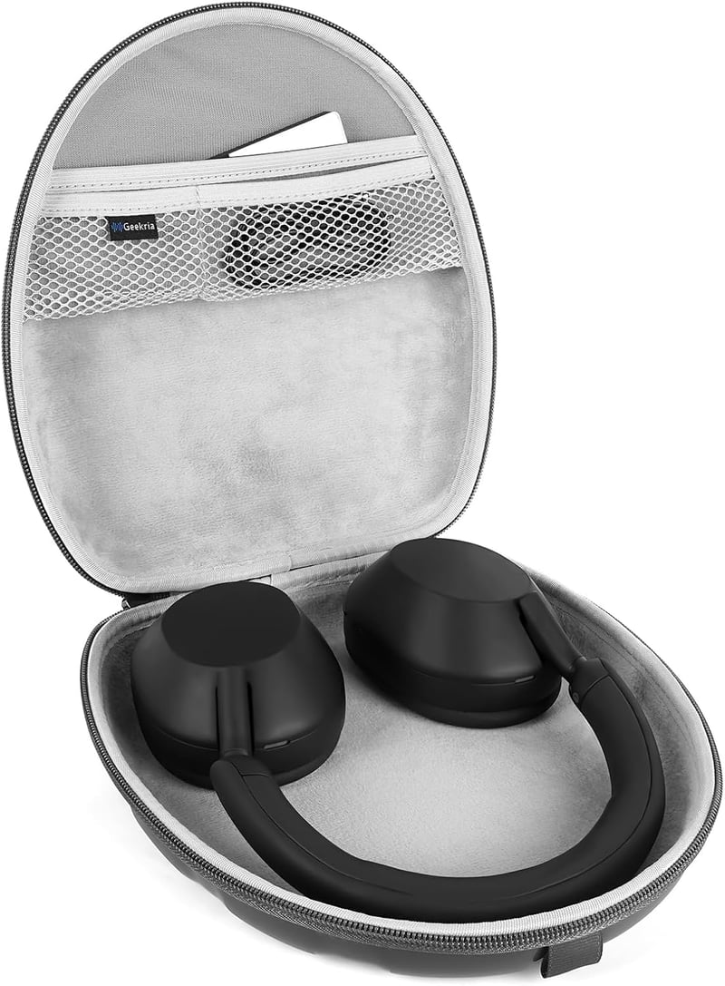 Husă de protecție rigidă GEEKRIA PRO neagră pentru căști Sony WH-CH710N, WH-1000XM6, XM5, XM4, MDR-1AM2, geantă de voiaj