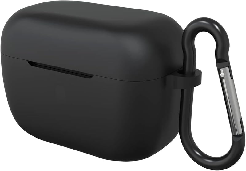 GEEKRIA Szilikon tok Sennheiser CX 500BT True Wireless fülhallgatóhoz, fekete védőborítás hordtáskával és kulcstartó karabinerrel