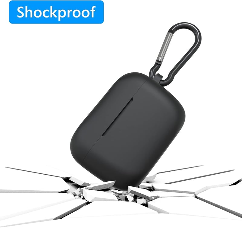 GEEKRIA Szilikon tok Sennheiser CX 500BT True Wireless fülhallgatóhoz, fekete védőborítás hordtáskával és kulcstartó karabinerrel