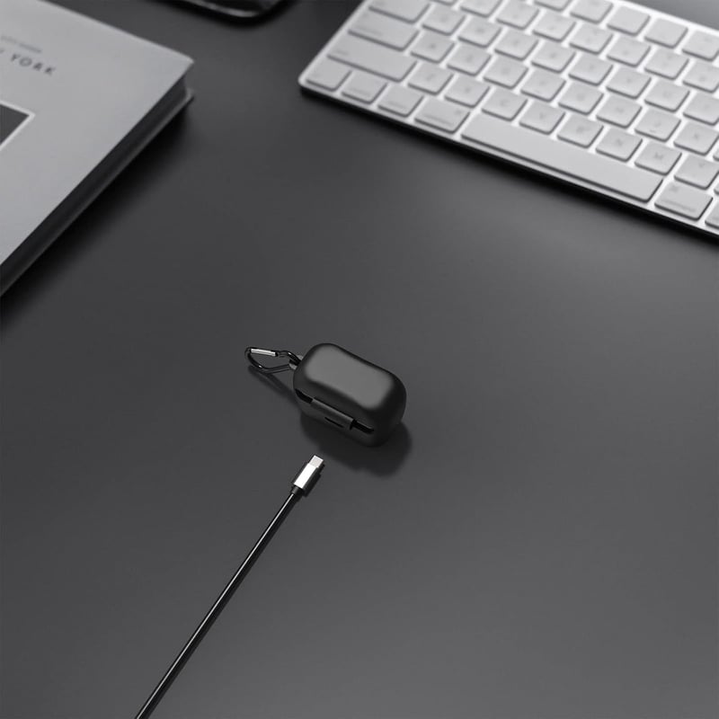 GEEKRIA Szilikon tok Sennheiser CX 500BT True Wireless fülhallgatóhoz, fekete védőborítás hordtáskával és kulcstartó karabinerrel