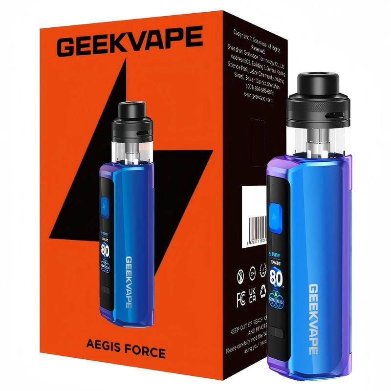GeekVape Aegis Force Kit 80W Box Mod – 3200 mAh batéria, 5 ml cartridge, B Coil, MTL/DTL, Freebase/Nicsalts – farba Chameleon Prism