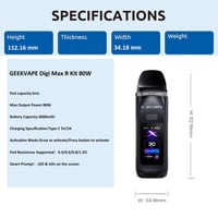 GeekVape Digi Max R Kit 80W – Automatické potiahnutie/Aktivácia tlačidlom, batéria 3000 mAh, kompatibilita s 5 ml J Cartridge a JR Cartridge, Space Black 4