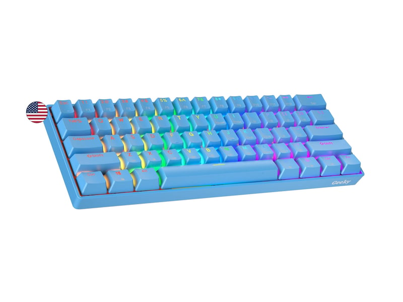Mechanická herná klávesnica Geeky GK61 60% Hot-Swap, RGB, spínače Speed Silver – modrá