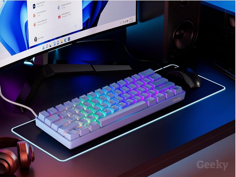 Geeky GK61 60% Mechanikus Gaming Billentyűzet RGB LED Kék