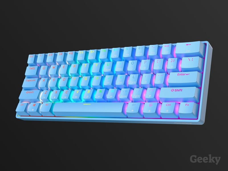 Geeky GK61 60% Mechanikus Gaming Billentyűzet RGB LED Kék