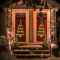 Geemoo 81 cm karácsonyfa létra fényfüzér időzítővel, 8 üzemmód, zöld ablakdísz 6