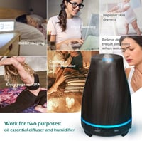 GeeRic Aroma Diffúzor 200ml - Ultrahangos Párásító Sötét Fa Kivitelben, 7 Színű LED Világítással, Távirányítóval, Automatikus Kikapcsolással 5