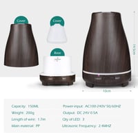 GeeRic Aroma Diffúzor 200ml - Ultrahangos Párásító Sötét Fa Kivitelben, 7 Színű LED Világítással, Távirányítóval, Automatikus Kikapcsolással 6