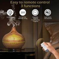 GeeRic Aroma Diffúzor 550ml + 8x10ml Illóolaj Szett - Ultrahangos Párásító 7 Színű LED Világítással, Távirányítóval, Időzítővel, Automatikus 4