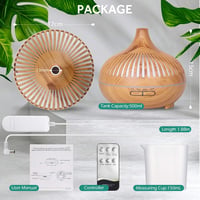 GeeRic Aroma Diffúzor 550ml + 8x10ml Illóolaj Szett - Ultrahangos Párásító 7 Színű LED Világítással, Távirányítóval, Időzítővel, Automatikus 5