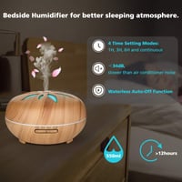 GeeRic Aroma Diffúzor 550ml - Ultrahangos Párásító Fa Mintázattal - Aromaterápiás Illóolaj Párologtató 7 LED Színnel és Távirányítóval Ottho 3