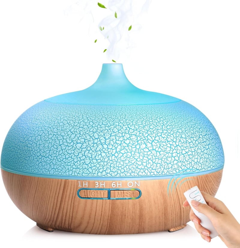 GeeRic Aroma Diffúzor 550ml - Ultrahangos Párásító Illóolajokhoz, 7 Színű LED Világítással, Távirányítóval, Időzítővel - Hálószobába, Irodáb