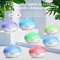 GeeRic Aroma Diffúzor 550ml - Ultrahangos Párásító Illóolajokhoz, 7 Színű LED Világítással, Távirányítóval, Automata Kikapcsolással Hálószob 2