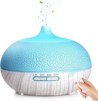 GeeRic Aroma Diffúzor 550ml - Ultrahangos Párásító Illóolajokhoz, 7 Színű LED Világítással, Távirányítóval, Automata Kikapcsolással Hálószob 1