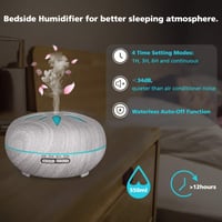 GeeRic Aroma Diffúzor 550ml - Ultrahangos Párásító Távirányítóval - Aromaterápiás Illóolaj Párologtató 7 LED Színnel - Fa Hatású Dizájn 3